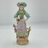 Vintage Occupied Japan Woman Lady Roses Hand Painted Porcelain Andrea Figurine