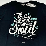 Medium Adult Kerusso Black White Blue Well Soul Psalm 46,1 Christian T-Shirt NWT