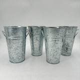 Set of 4 Galvanized Metal FlowerVases with Handles Farm Style Home Decor