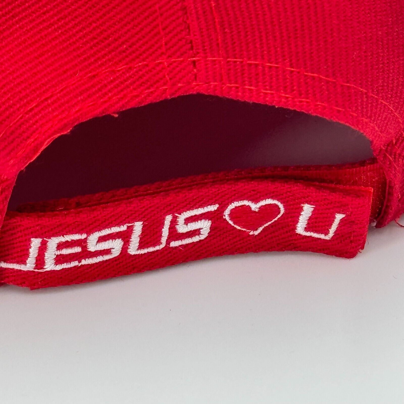 Swanson Baseball Cap Red Black Firefighter FD Jesus Loves You Adjustable Hat NWT