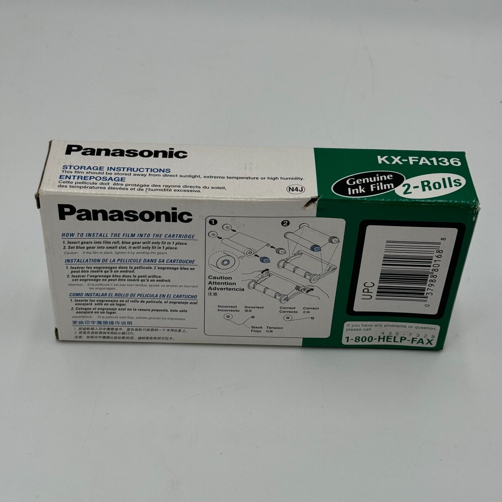 Panasonic KX-FA136 Genuine Ink Film SINGLE SEALED ROLL - One Roll Only