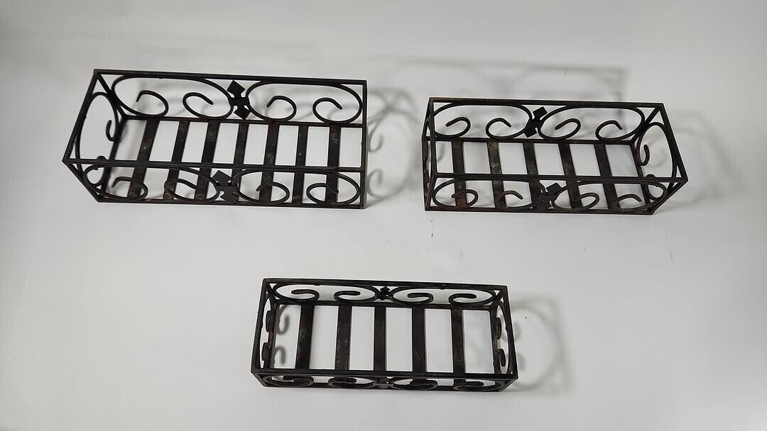 Metal Open Boxes Decorative Swirl Bronze Nesting Rectangular Crates Set of 3