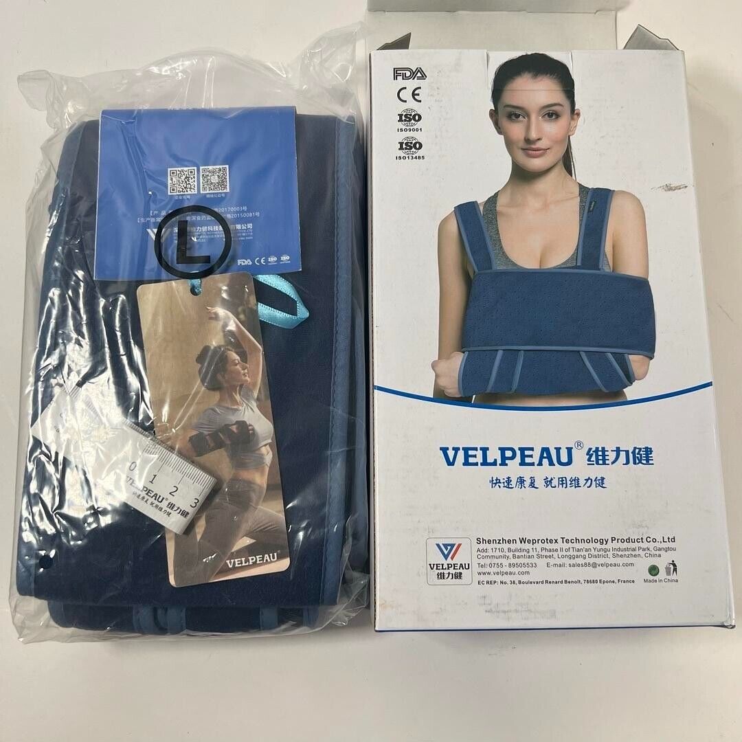 Velpeau Arm Slinger Shoulder Immobilizer Lightweight Adjustable Blue Unisex L