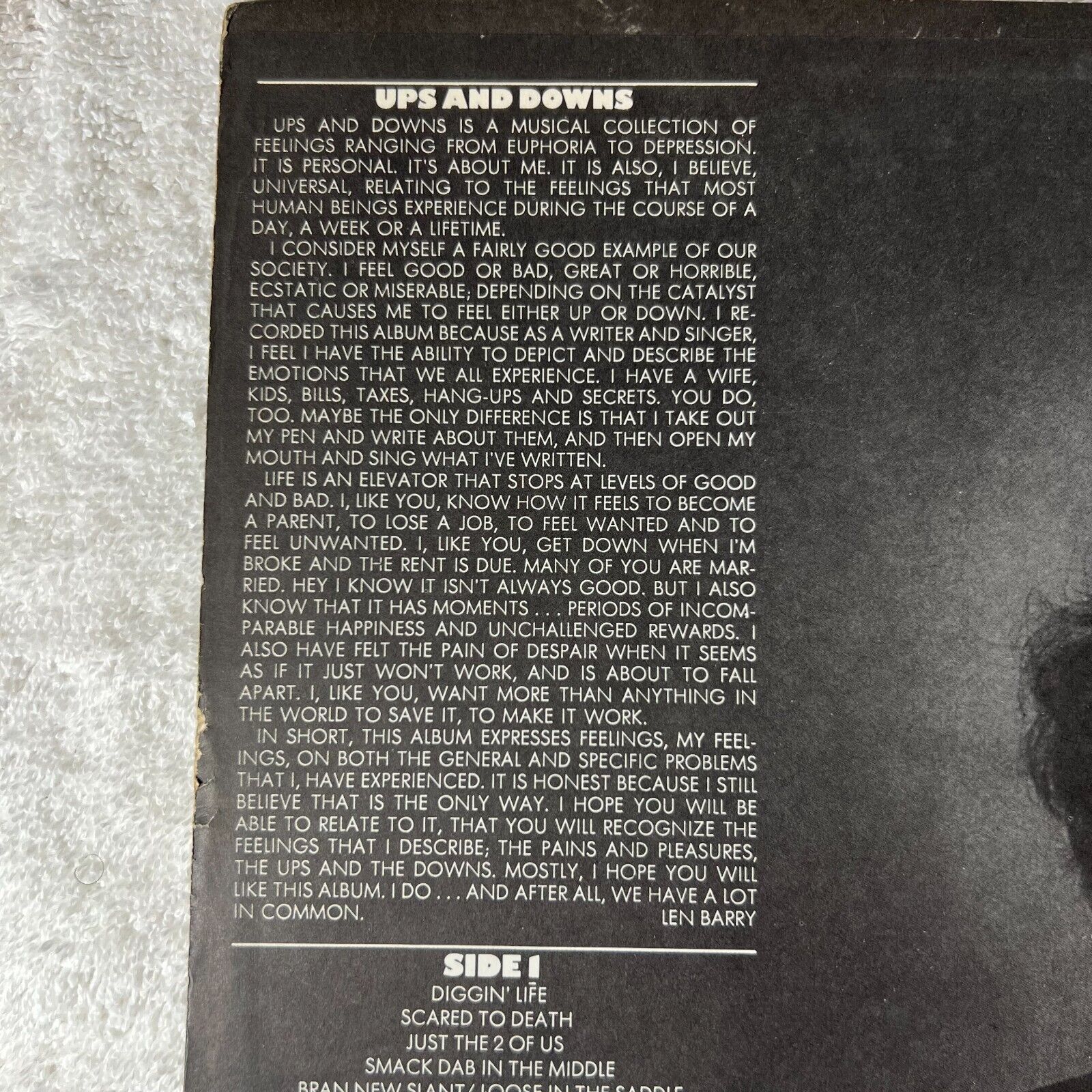 Len Barry Ups and Downs Vinyl LP Buddah 1972