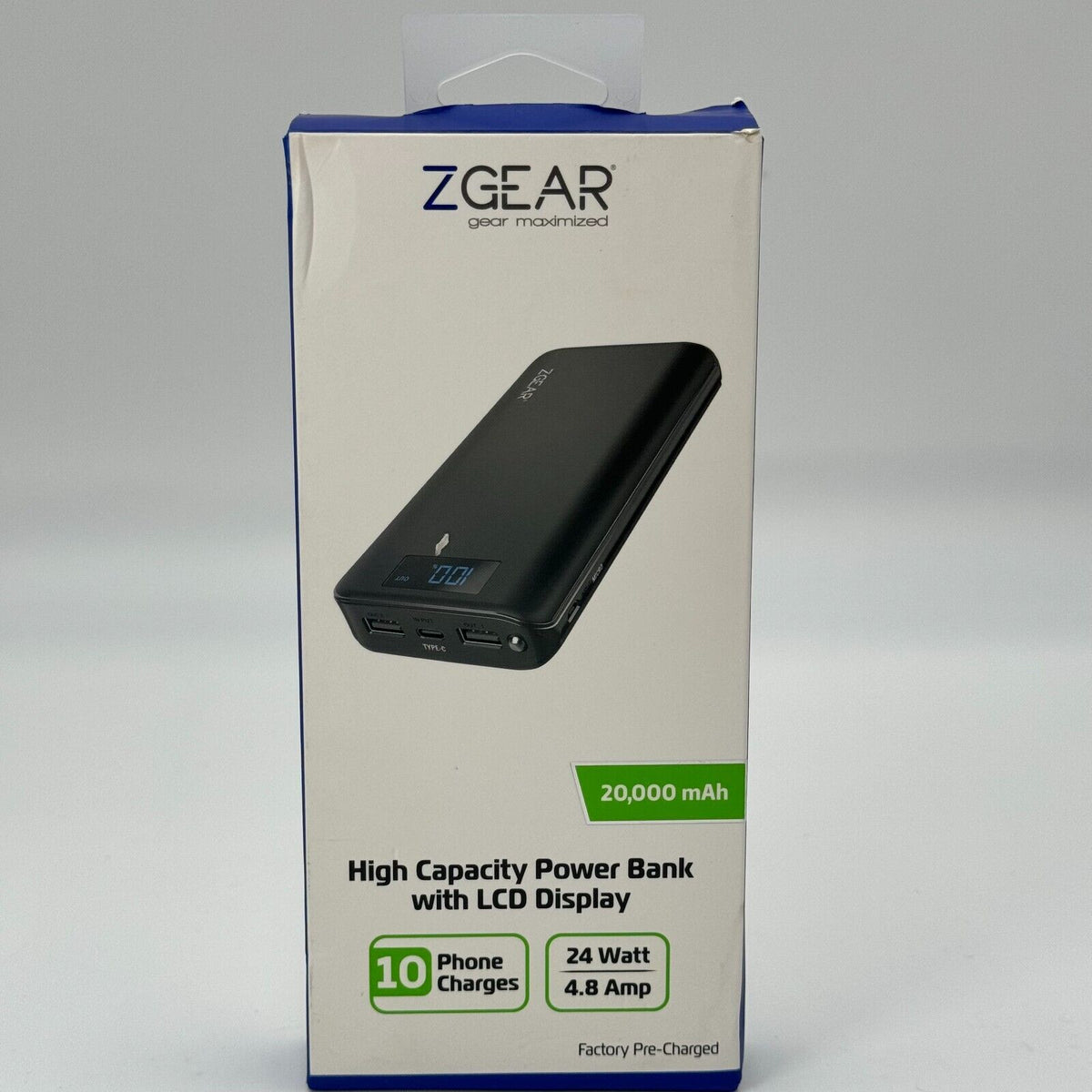 ZGEAR 20,000 mAh High Capacity Power Bank With LCD Display