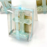 Lot of 6 Light Blue Catholic Cross Shaped Freestanding 4.5"x3.25" in Candles NIB