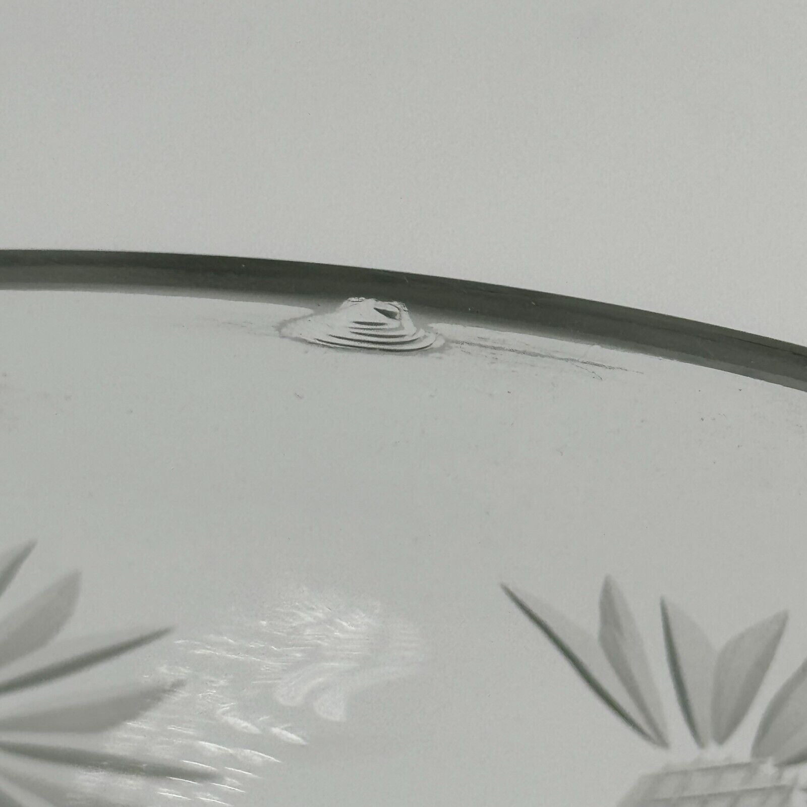 Colony Mid Century Large 8”Crystal Bowl White Frosted Floral Design - Small Chip