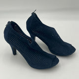 Madden Girl Peep Toe Ankle Booty 4 inch Heel Dark Blue Mesh Back Zip Women Size