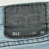Levi Strauss Original Quality 511 Denim Blue Jeans Light Wash Mens Size 34x34