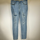 So High Rise Skinny Jeans Light Wash Blue Distressed Women's Size 13x32W