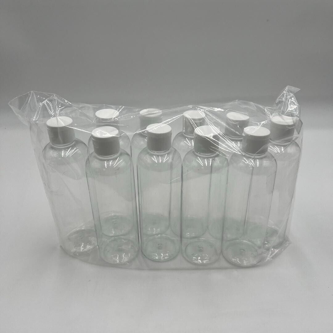 8.4 fl oz Clear PET Plastic Bottles with 24/410 Flip Cap Multi use - 50 Pack