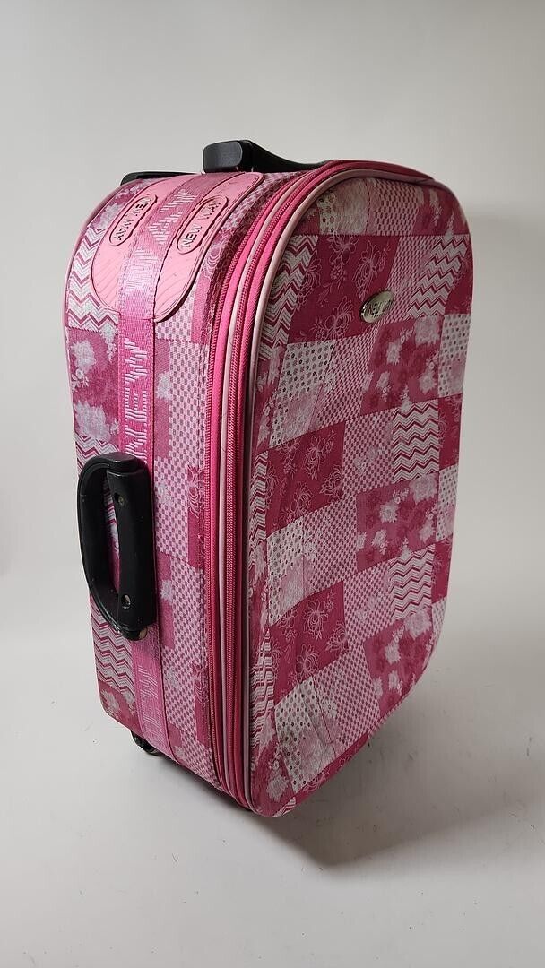 New Way Pink Allover Print Travel 21" Rolling Suitcase