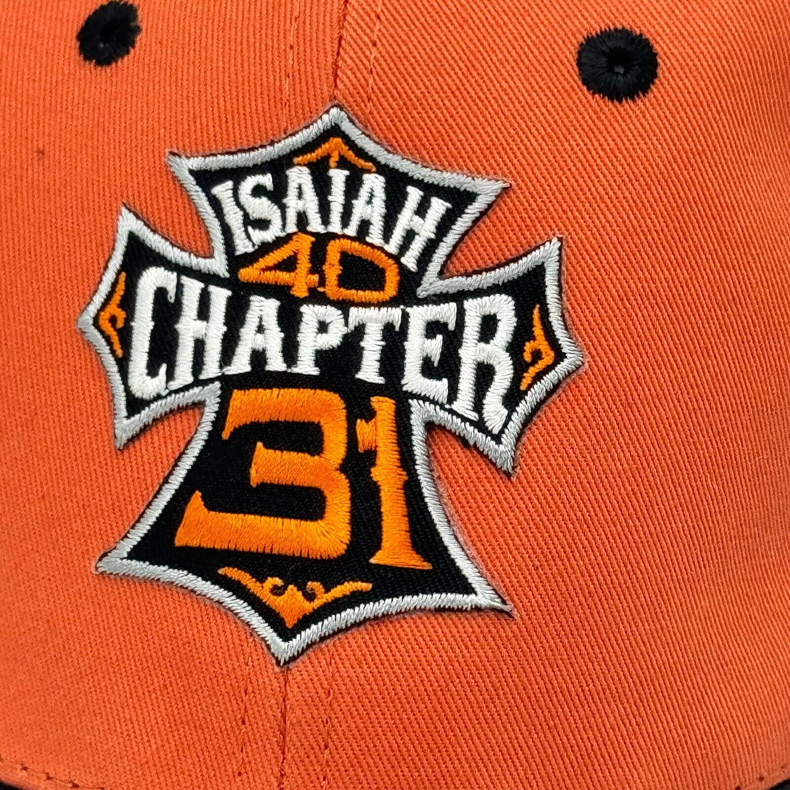 Kerusso Hat Orange Black Chapter Isaiah Motorcycle Rubber Bill One Size NWT