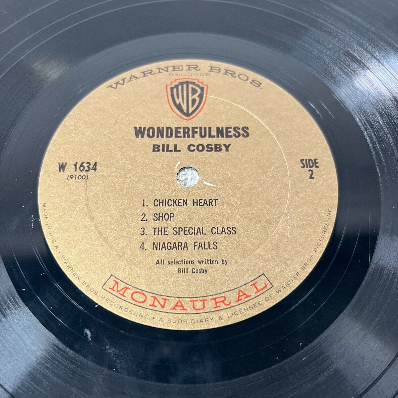 Bill Cosby Wonderfulness Record Vinyl LP WS 1634 Warner Bros 1966