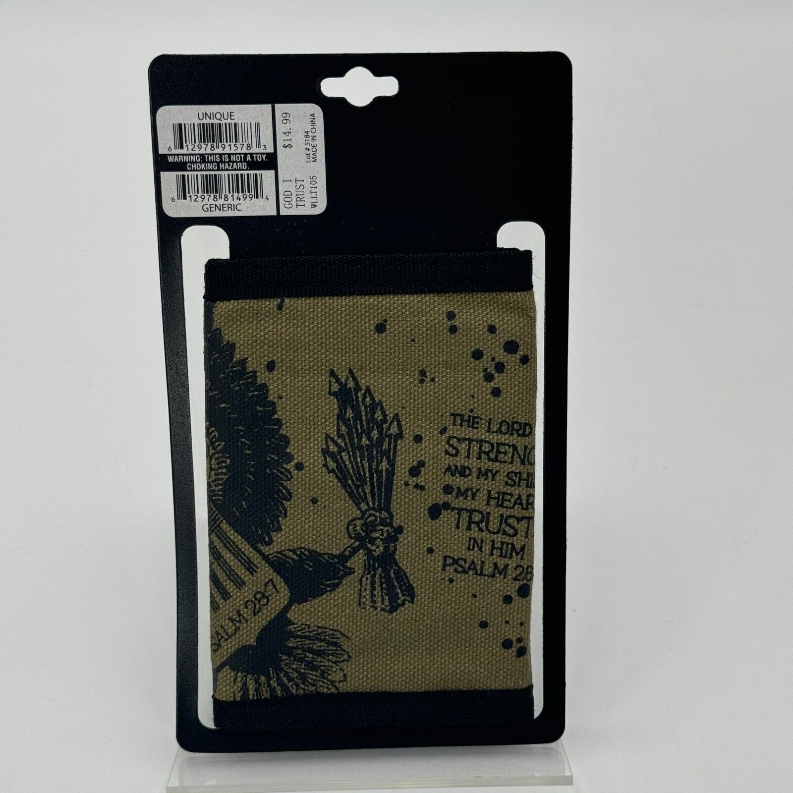 Kerusso Faith Gear Tri Fold Wallet Green Black God Trust Eagle Psalm NWT