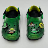 CROCS X Ron English Area 54 All Terrain Glow Green Alien UFO Rare Toddler Size 9