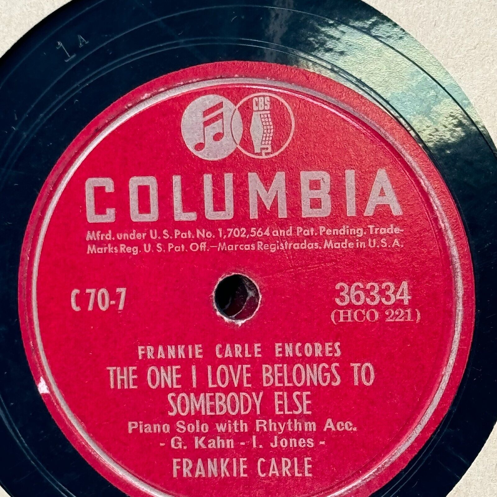 Columbia Presents Frankie Carle Encores Record Set C-70