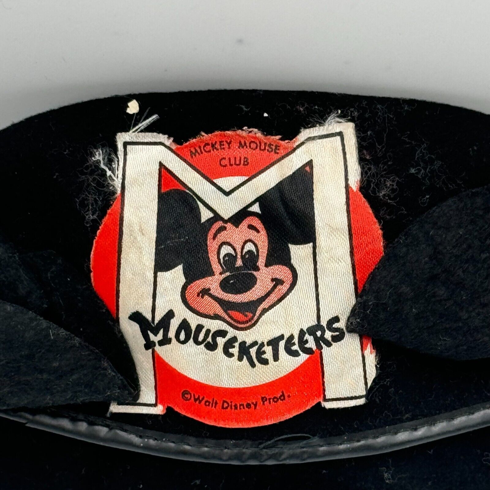 Vintage 50s Black Disney Mickey Mouse Club Mouseketeer Hat Mask