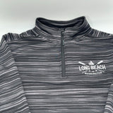 Basix Of America Quater Zip Pullover Jacket Striped Gray Long Beach WA Mens Size