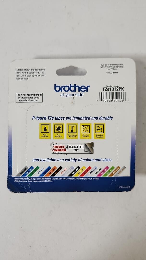 NEW Brother P-Touch TZe-1312PK Black on Clear Tape 1/2" x 26.2"
