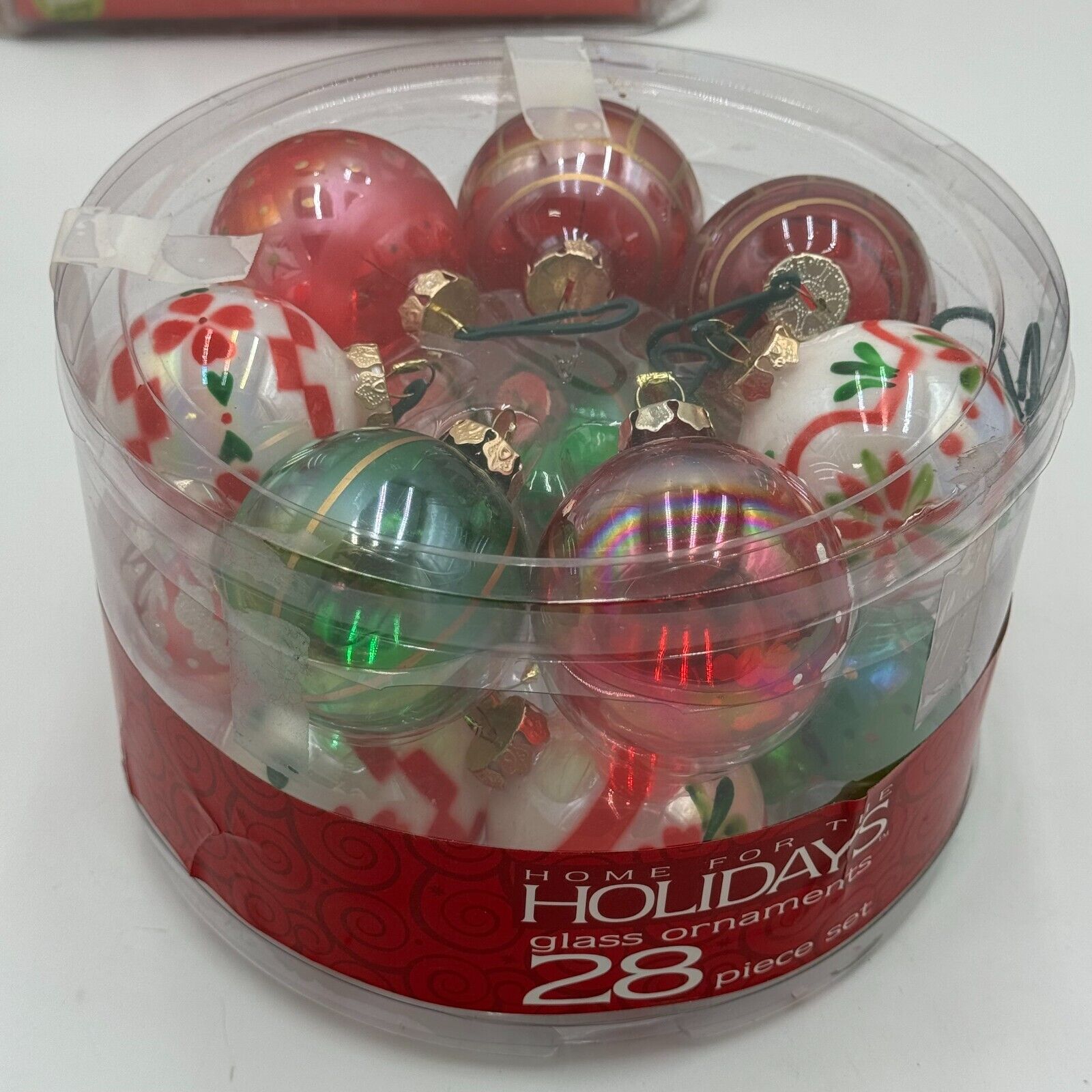 Lot of 128 Holiday Chistmas Ornaments Round Purple Gold Red Green Glass New