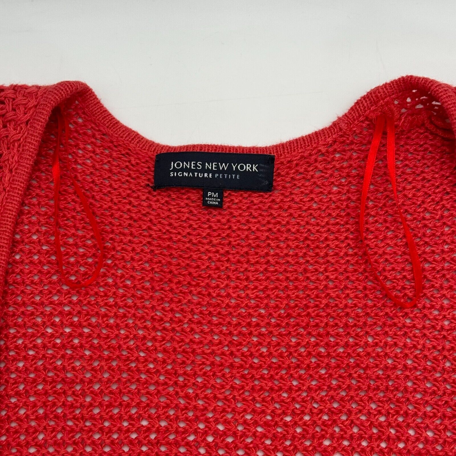 Jones New York Signature Knit Open Front Buckle Red Women’s Size PM Petite M