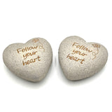 2 pack Follow Your Heart Shaped Stone Garden Rock Decor Butterfly Outdoor New