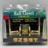 EZ Set Hall & Closet Passage Door Handle Brass Lever Style New In Package