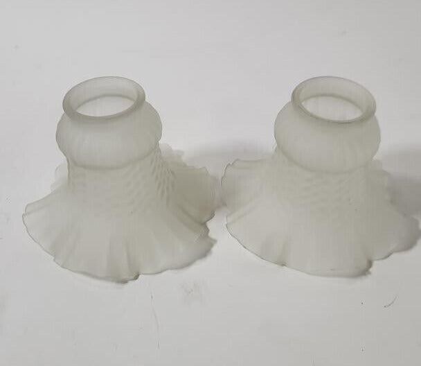 Vintage Frosted Petticoat Pendant Shades, 2 1/8" Fit, Ruffled Ceiling Fan Shades
