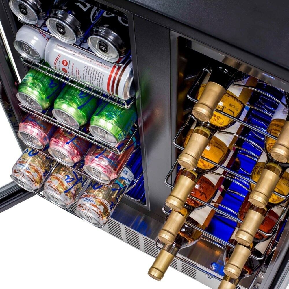 Newair 58-Can, 18-Bottle Built-in Dual Zone Beverage Fridge 24" Model AWB-360DB