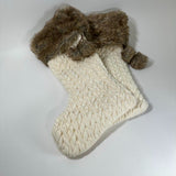 NWOT Gorgeous Cream Stocking w Faux Fur Cuff - Set of 2