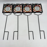 4pk 22in Metal Black Yard Stake Stained Glass Sign American Hero Military