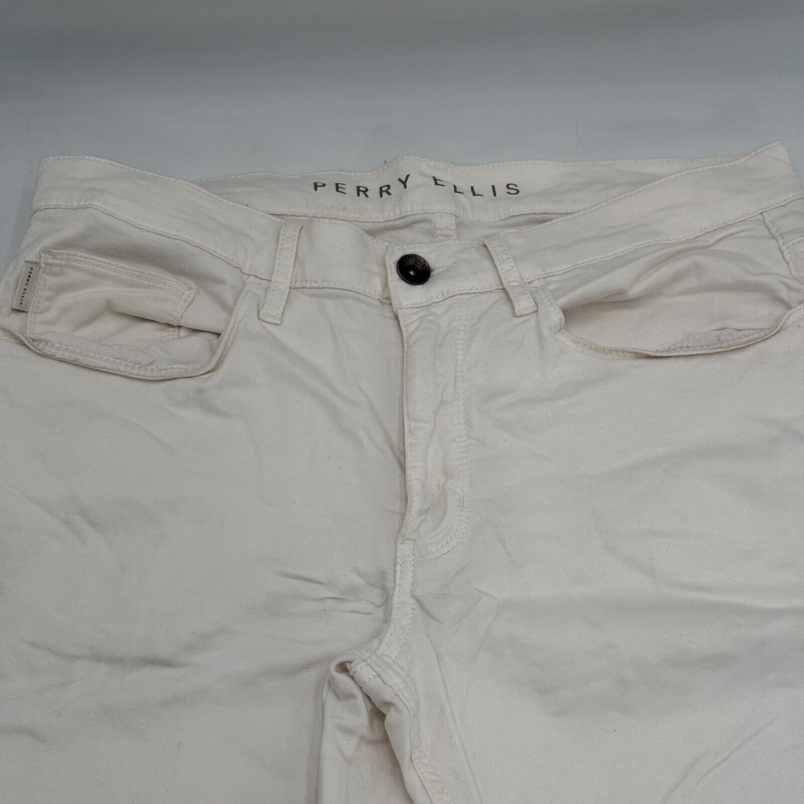 Perry Ellis Very Slim Stretch Jeans White Cotton Pants Size 33x30