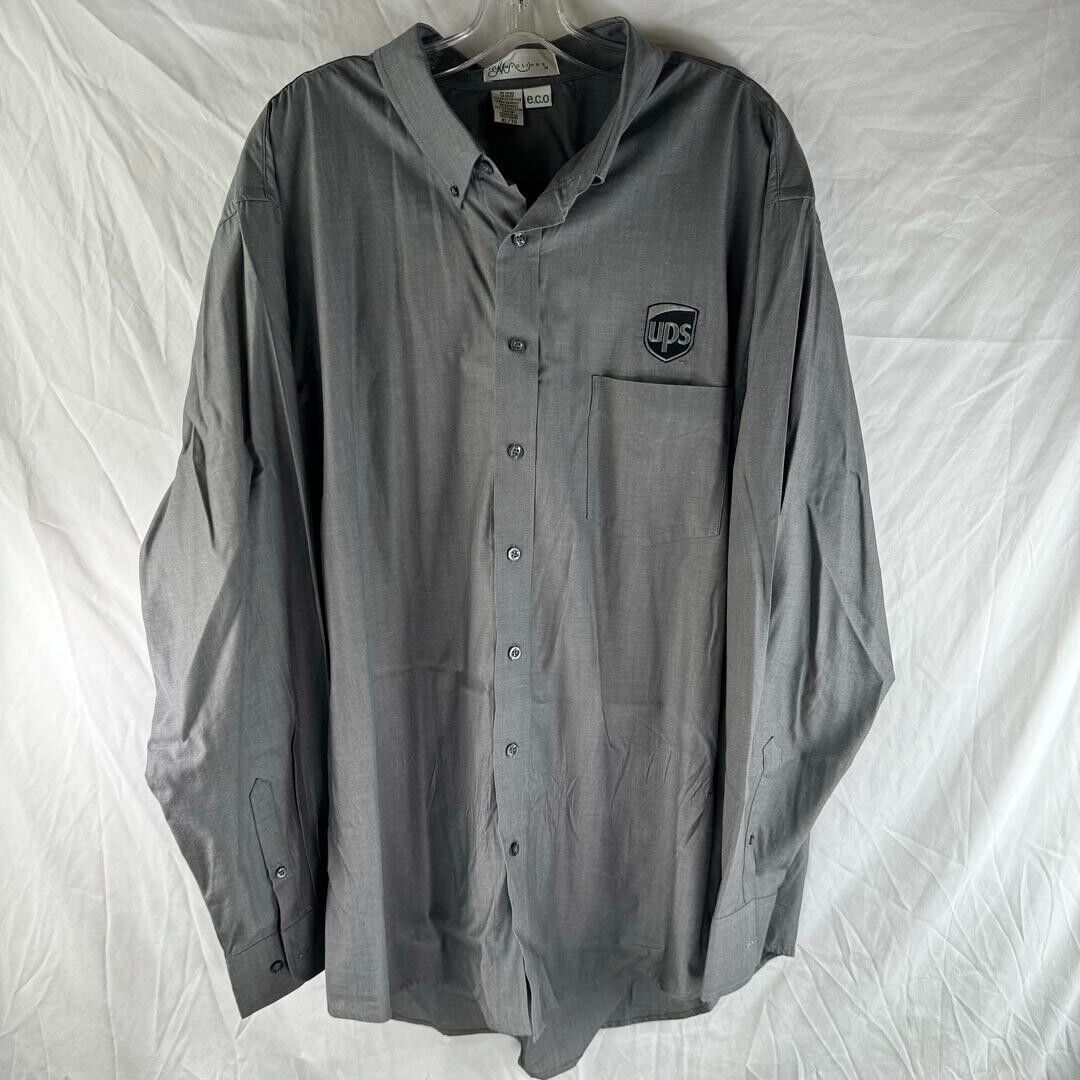 IL Migliore Button Up Long Sleeve Shirt Bamboo Cotton Gray UPS Logo Mens XL
