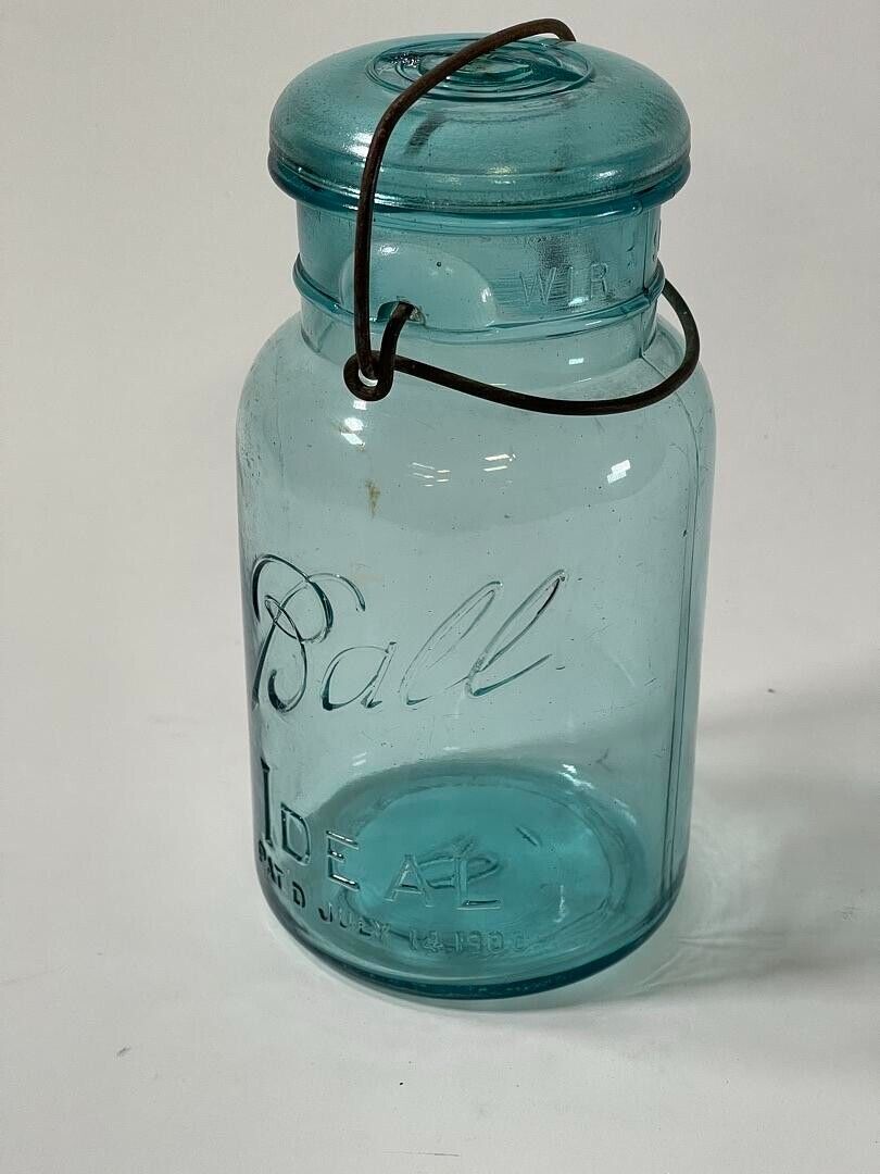 Ball Ideal (Aqua) 7" Tall Mason Jar (Lid & Seal) Pat'd July 14 1908 - LOT OF 5