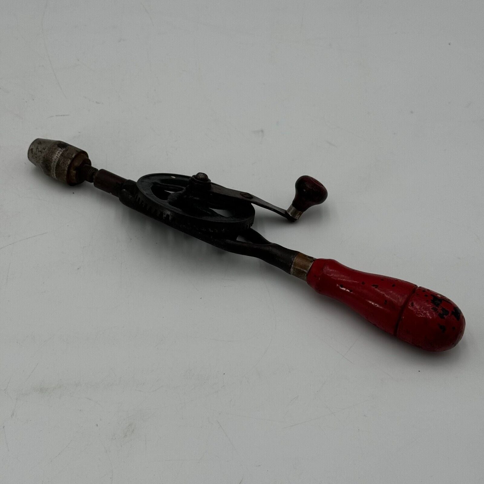 Vintage Millers Falls No 1 Drill Eggbeater Hand Drill Wood Handles 1/4" Drive