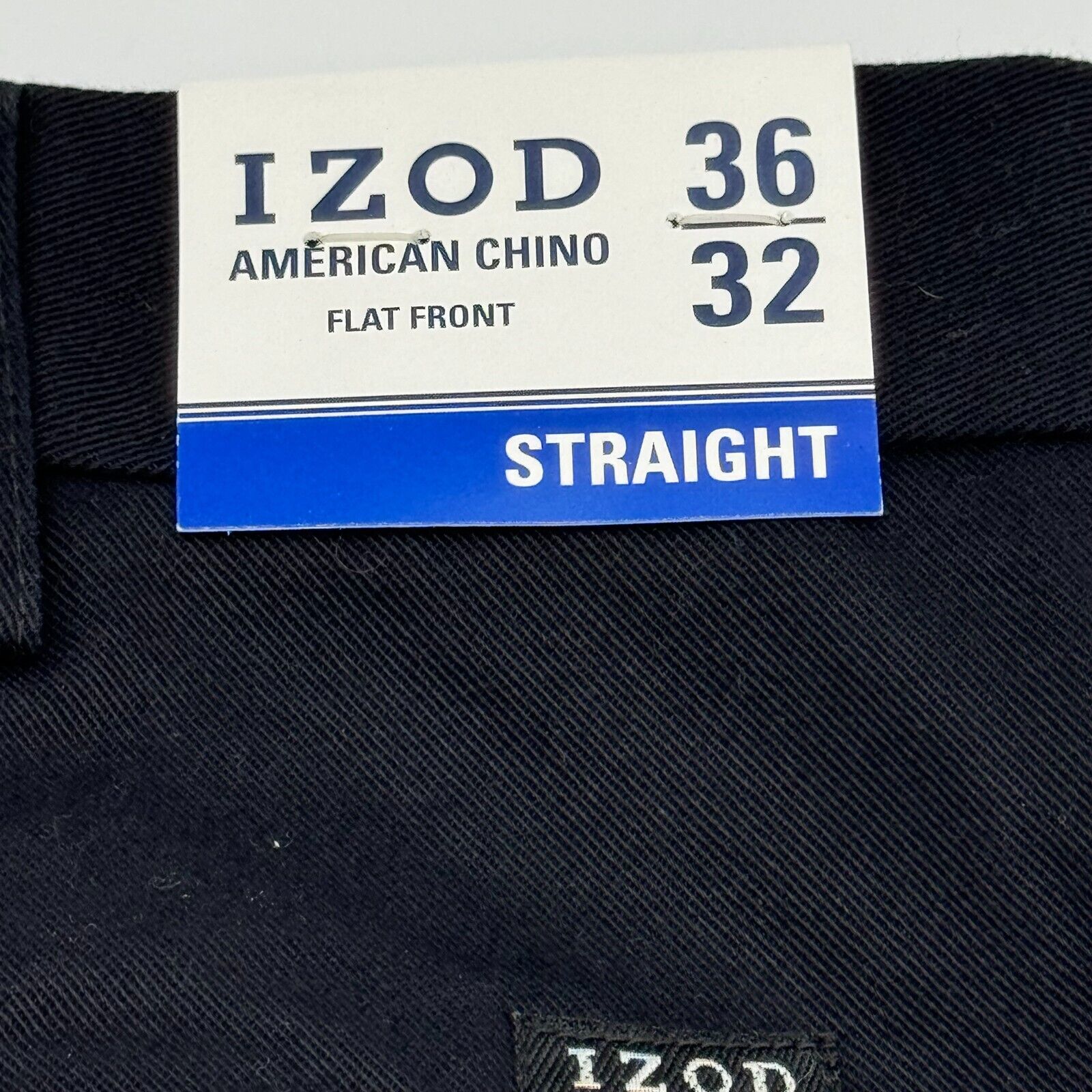 IZOD Mens Navy Blue Straight Pants Flat Front American Chino Mens 36x32