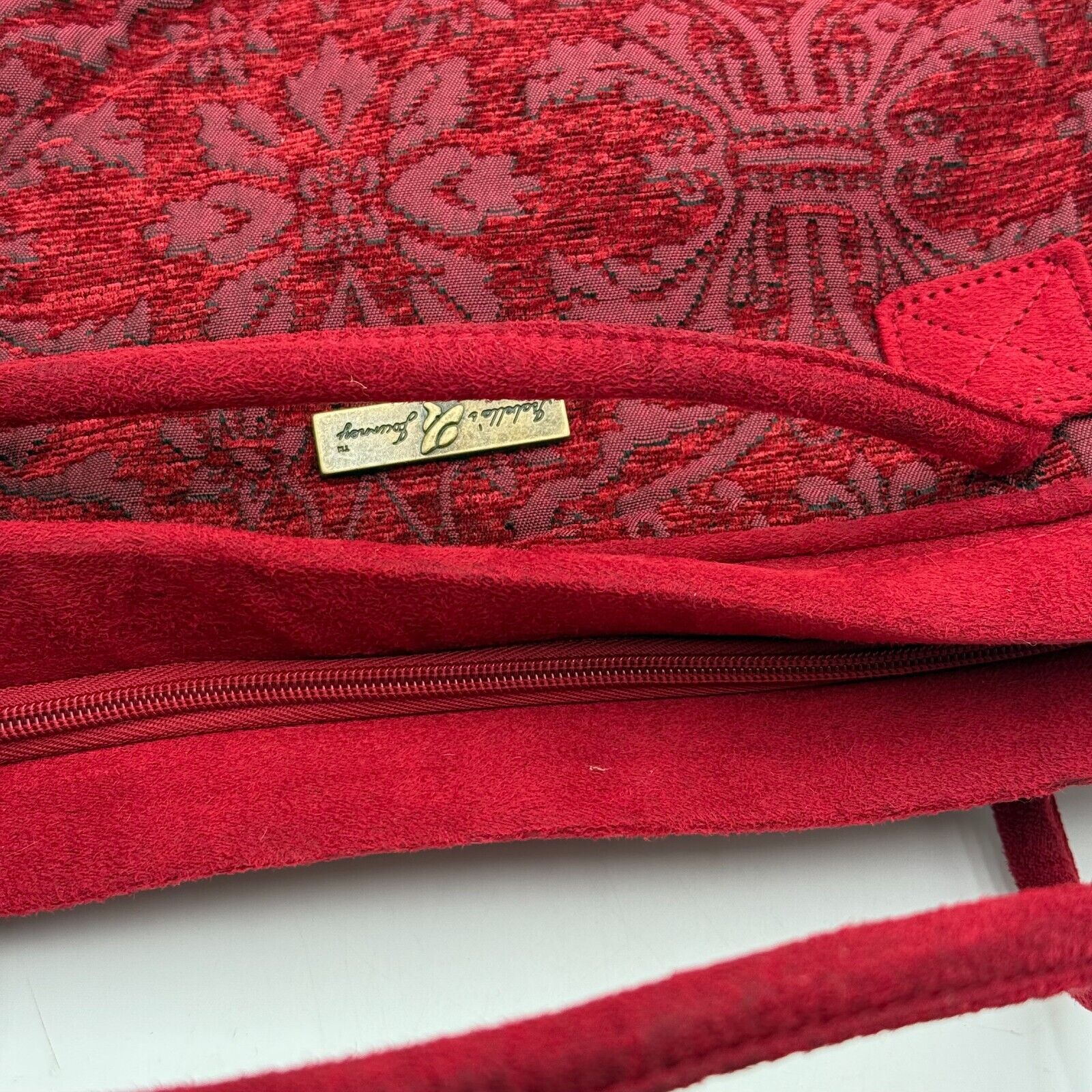 Isabella’s Journey Red Buckingham Patterned Shoulder Bag With Cross Charm Medium