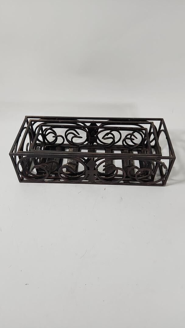 Metal Open Boxes Decorative Swirl Bronze Nesting Rectangular Crates Set of 3