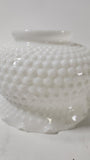 Hobnail White Glass Hurricane Lampshade w/ Ruffled Edge 5" Tall 3.5" Base