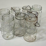 Lot of 9 Ball Ideal Clear Assorted Mason Jars Widemouth Ideal Designs - No Lids