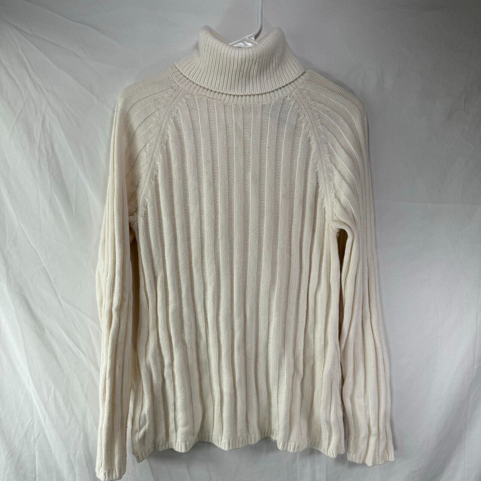 Axcess Women’s Knit Turtle Neck Sweater Cream Pearl Off White Ivory Size Large