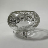 Vintage Chrystal Glass 3 Footed Vase/Flower Bowl 5”x3.5”