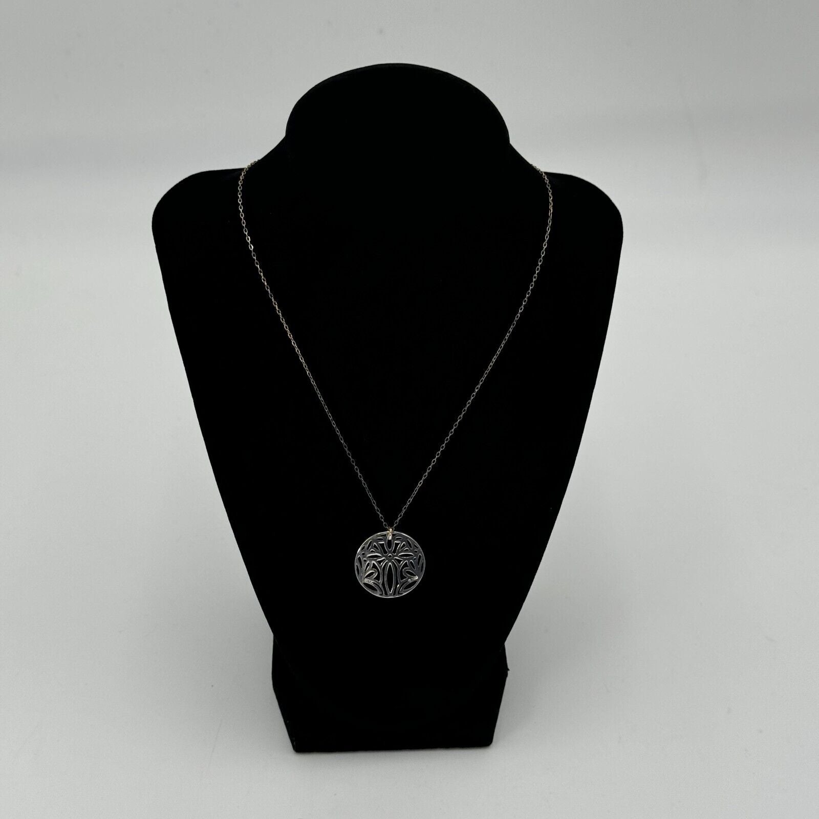 Bob Siemon Designs 18 in Chain Silver Necklace With Circle Woven Cross Pendant