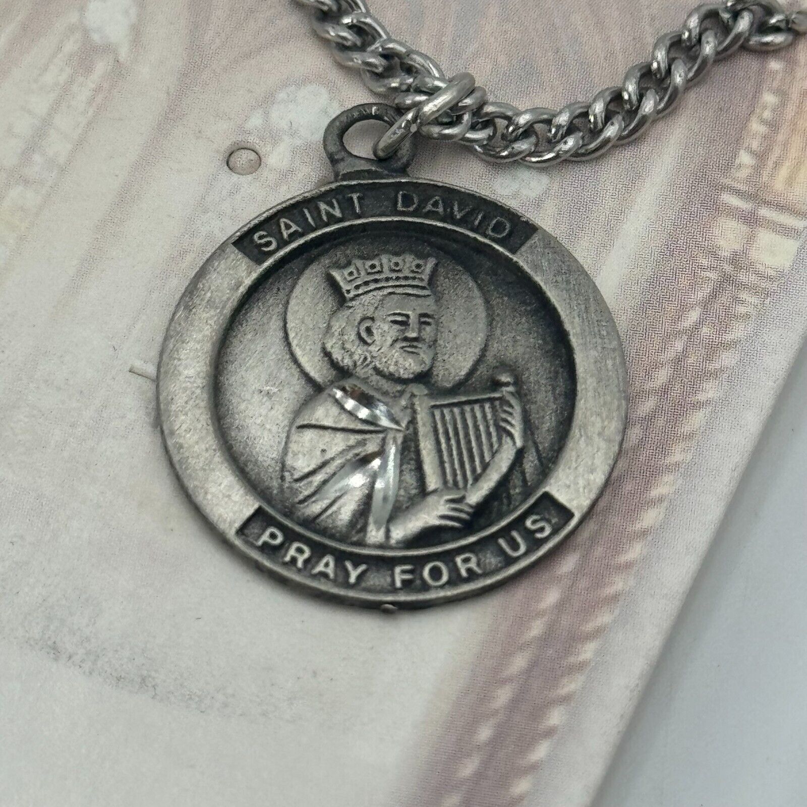 5 Pack Patron Saint St David Pray For Us Pendant on Chain Necklace Jewelry New