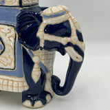 Vintage Chinoiserie Blue Elephant Plant Stand Garden Asian Cultural Art 11"