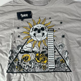 Spencer’s Adult Size M T-Shirt Grey/Beige Flower Mushroom Skull Sun Flower - New