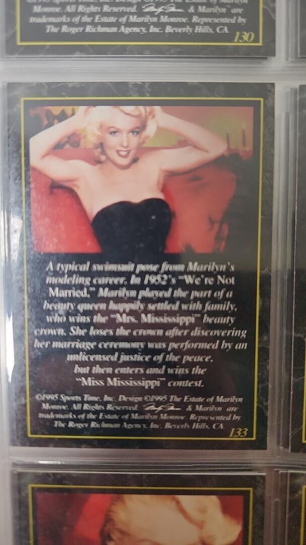 Set of 1995 Marilyn Monroe, Sports Time Inc. Cards #101-199 Excellent Condition