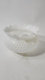 Vintage Hobnail White Glass Hurricane Lampshade With Classic Ruffled Edge