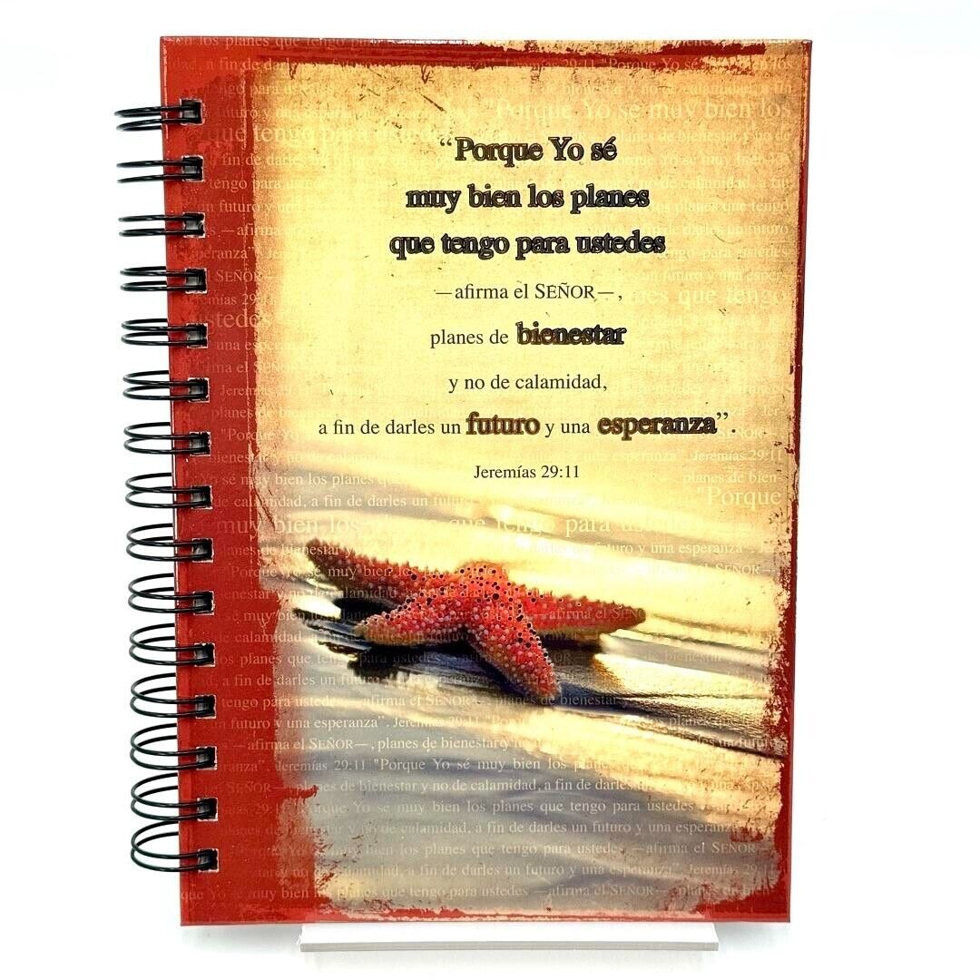 Christian Art Gifts 6x9 Spanish Beach Starfish Prayer Notepad Journal Notebook